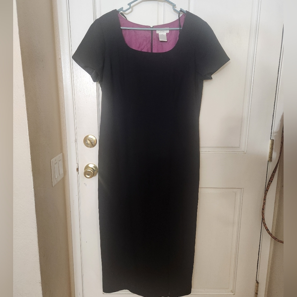 Elegant Black Dress with Purple Lining